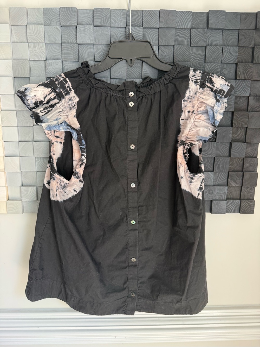 Sea New York Black Cap Sleeve Top with Tie-Dye Accents - Picture 3 of 7